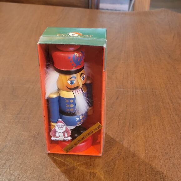 Vintage Kurt S Adler Wooden Candle Stick Nutcracker Santa's World Blue Uniform - Picture 1 of 8